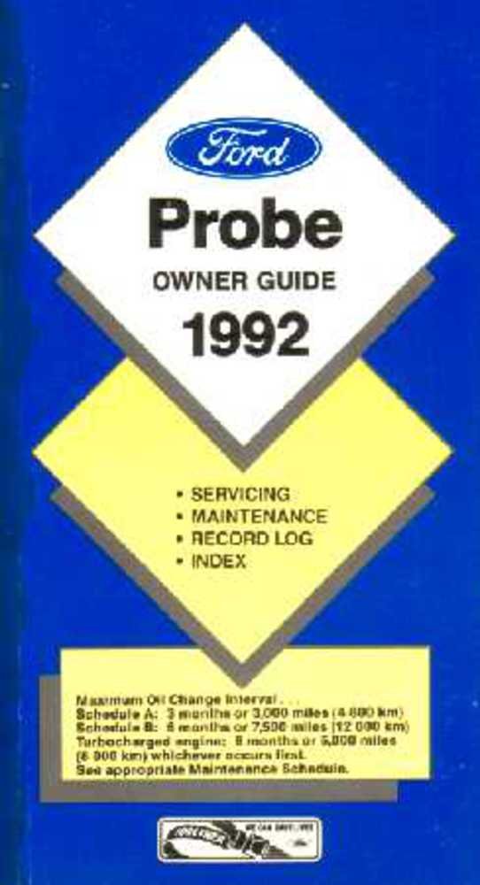 bishko automotive literature 1992 Ford Probe Owners Manual User Guide Reference Operator Book Fuses Fluids