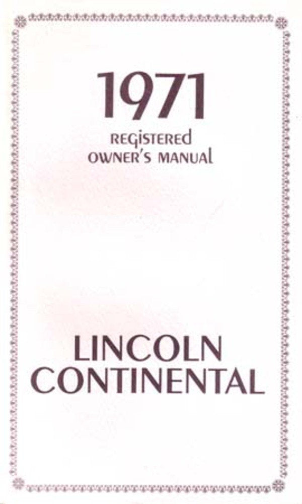 bishko automotive literature 1971 Lincoln Continental Owners Manual User Guide Reference Operator Book Fuses