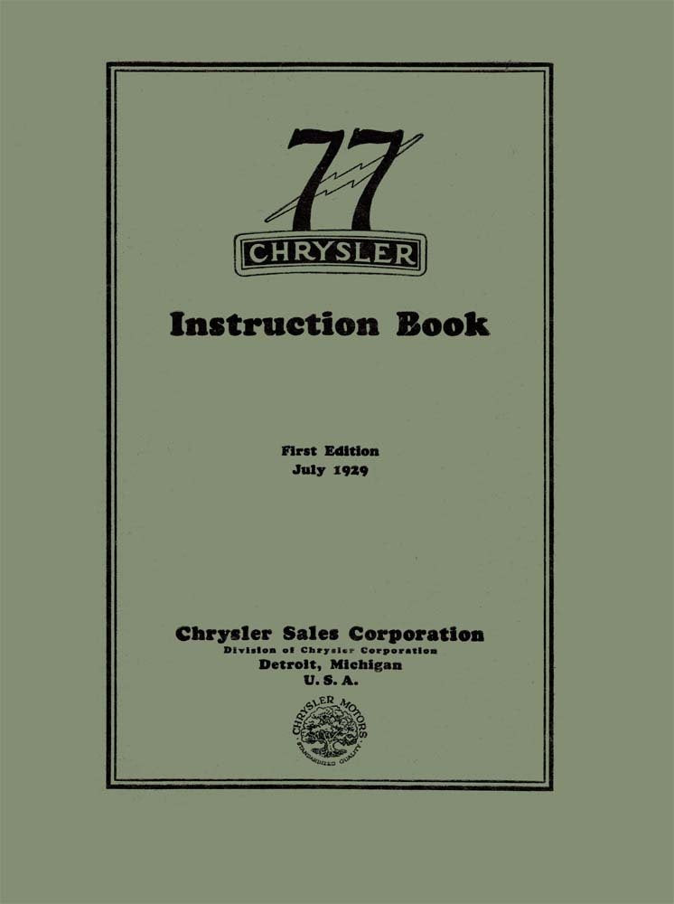 bishko automotive literature 1930 Chrysler 77 Owners Manual User Guide Reference Operator Book Fuses Fluids