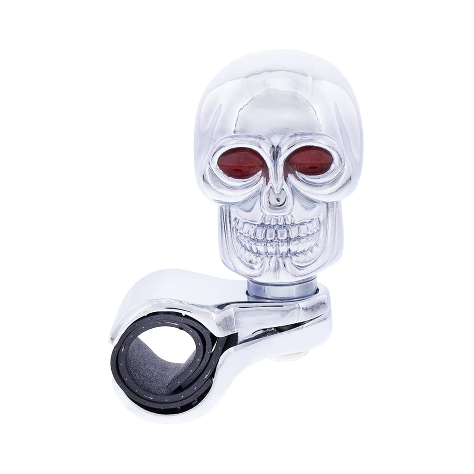 United Pacific 70113 Heavy-Duty Chrome Diecast Skull Steering Wheel Spinner, Fits 1-1/8u201d to 1-5/16u201d Diameter Steering Wheel Grips u2013 ONE Unit