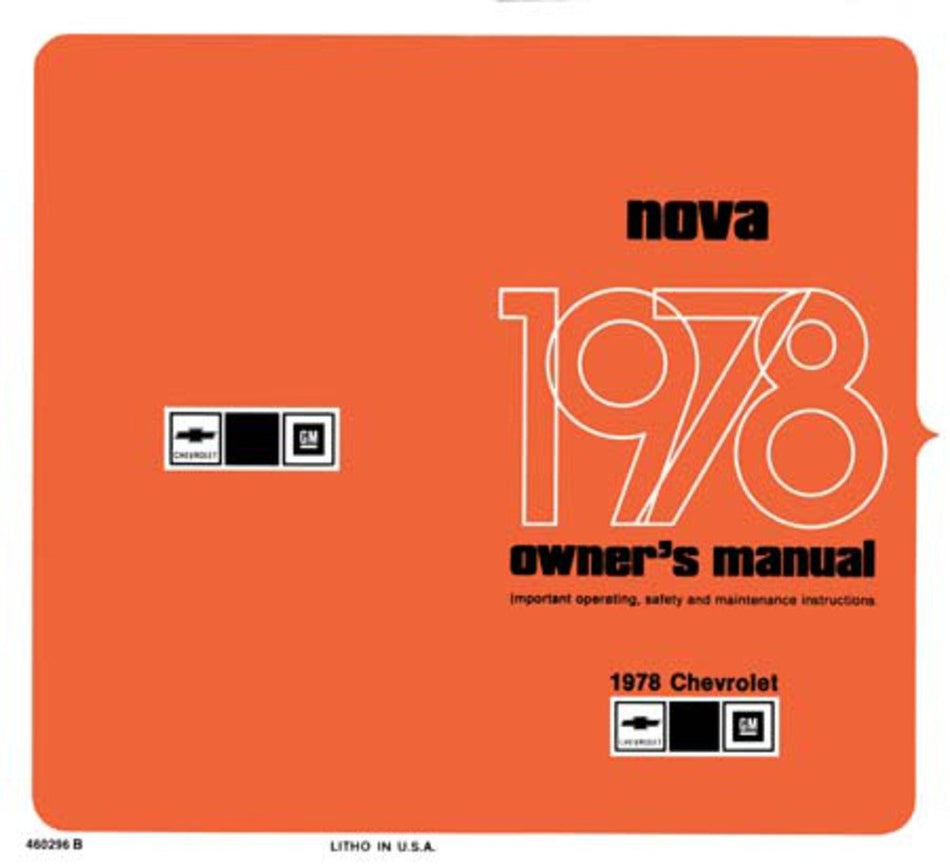 bishko automotive literature 1978 Chevrolet Nova Owners Manual User Guide Reference Operator Book Fuses