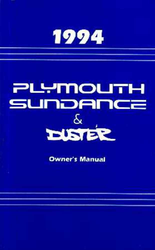 bishko automotive literature 1994 Plymouth Duster Sundance Owners Manual User Guide Reference Operator Book