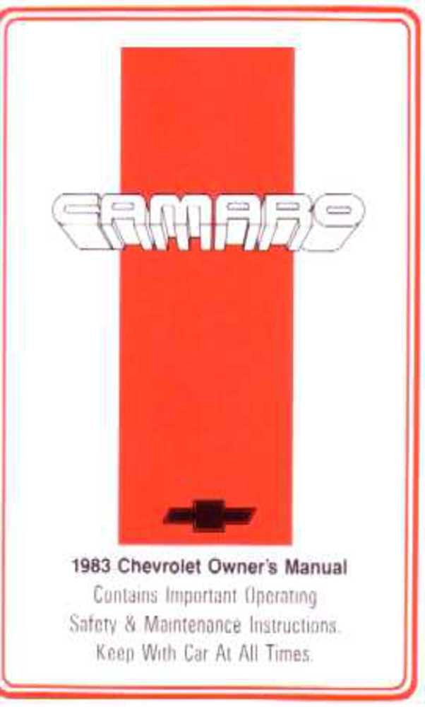 bishko automotive literature 1983 Chevrolet Camaro Owners Manual User Guide Reference Operator Book Fuses