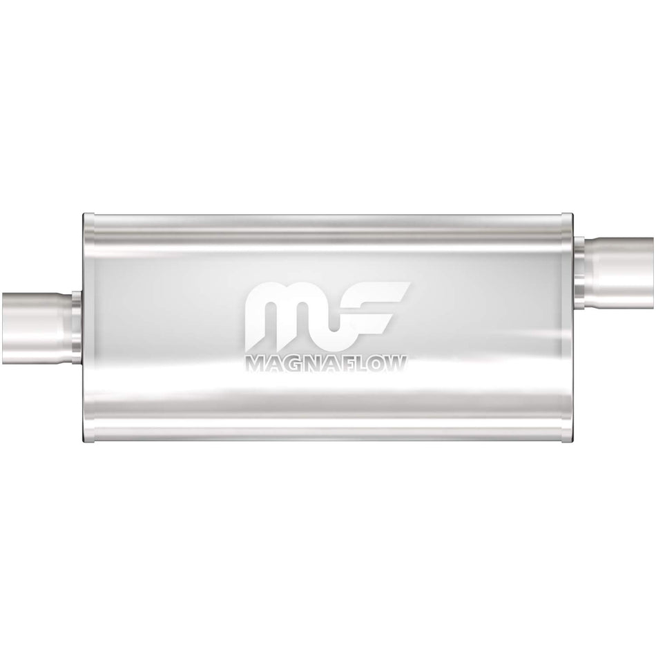 MagnaFlow Performance Exhaust Muffler 14229: 3/3 Inlet/Outlet, 5x8x14 Oval, Stainless Steel, Brushed Finish
