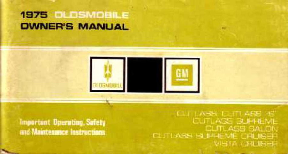 bishko automotive literature 1975 Oldsmobile Cutlass Vista Cruiser Owners Manual User Guide Operator Book