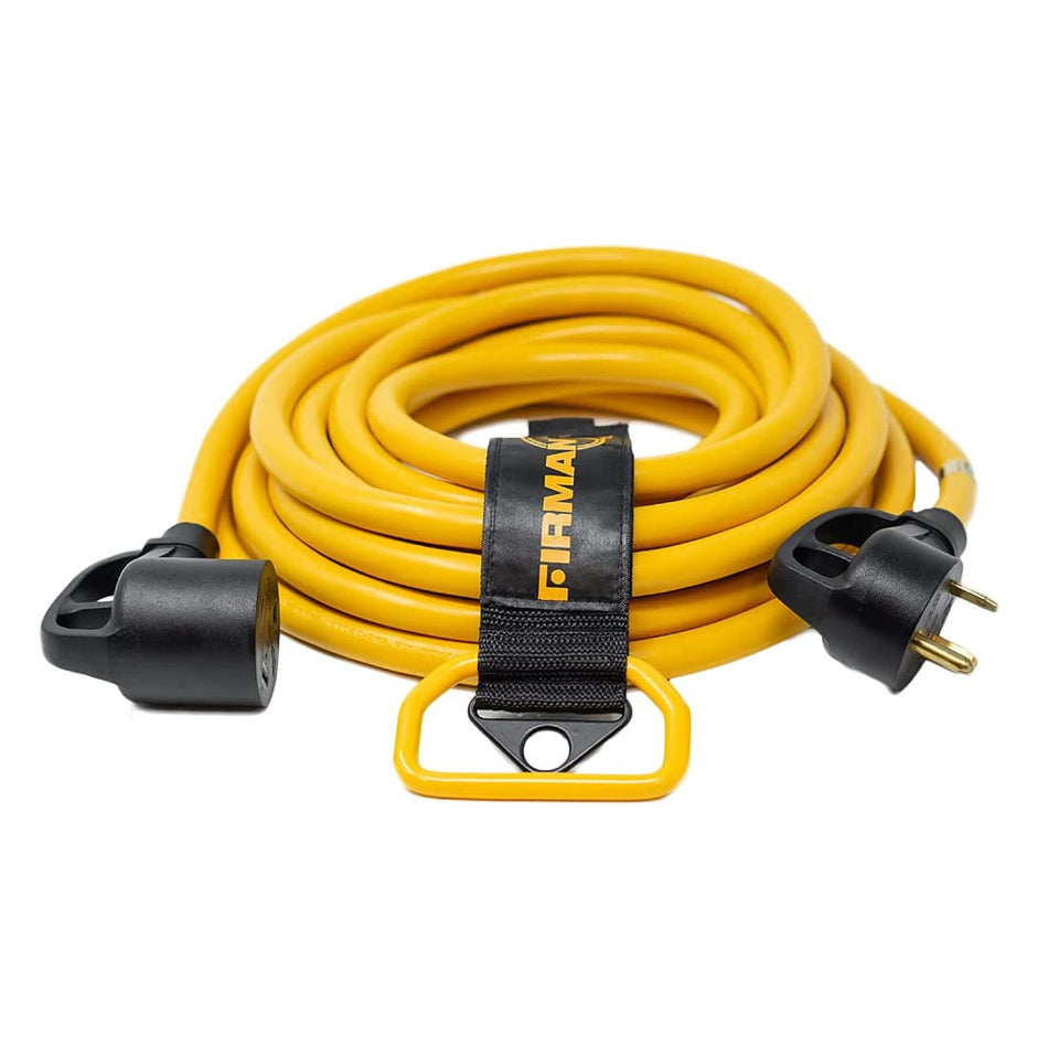 Firman Power Cord with Storage Strap, 10AWG, 30 AMP Wiring, Fully Insulated RV Extension Cord, TT-30P Plug to TT-30R Outlet, Pack of 1, 25 ft.