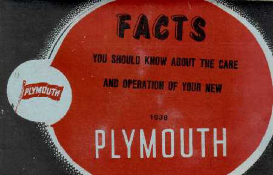 bishko automotive literature 1938 Plymouth Owners Manual User Guide Reference Operator Book Fuses Fluids
