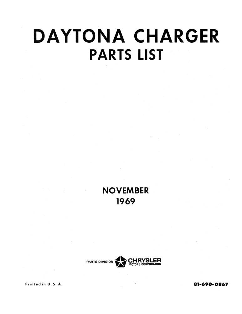 bishko automotive literature 1969 1970 Dodge Charger Daytona Parts Numbers List Guide Interchange Drawings