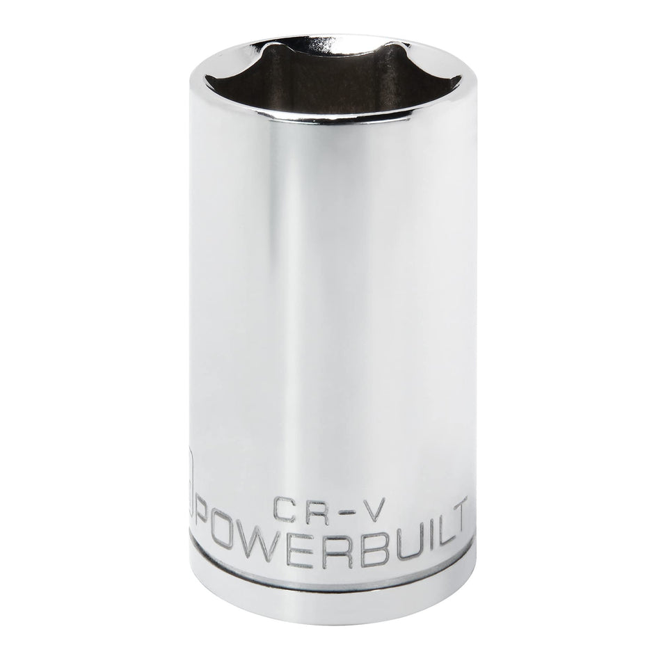 Powerbuilt 642216 1/2 Dr. 6 Pt. SAE Deep Well Socket, 1-1/4
