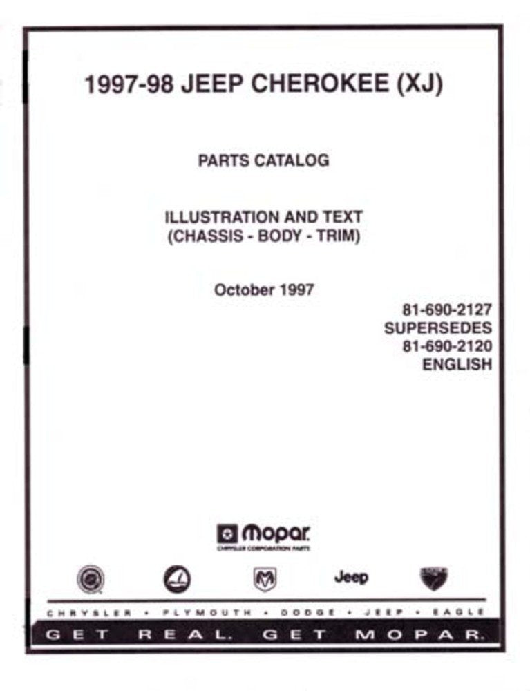 bishko automotive literature 1997 1998 Jeep Cherokee (XJ) Part Numbers Book List Interchange Drawings