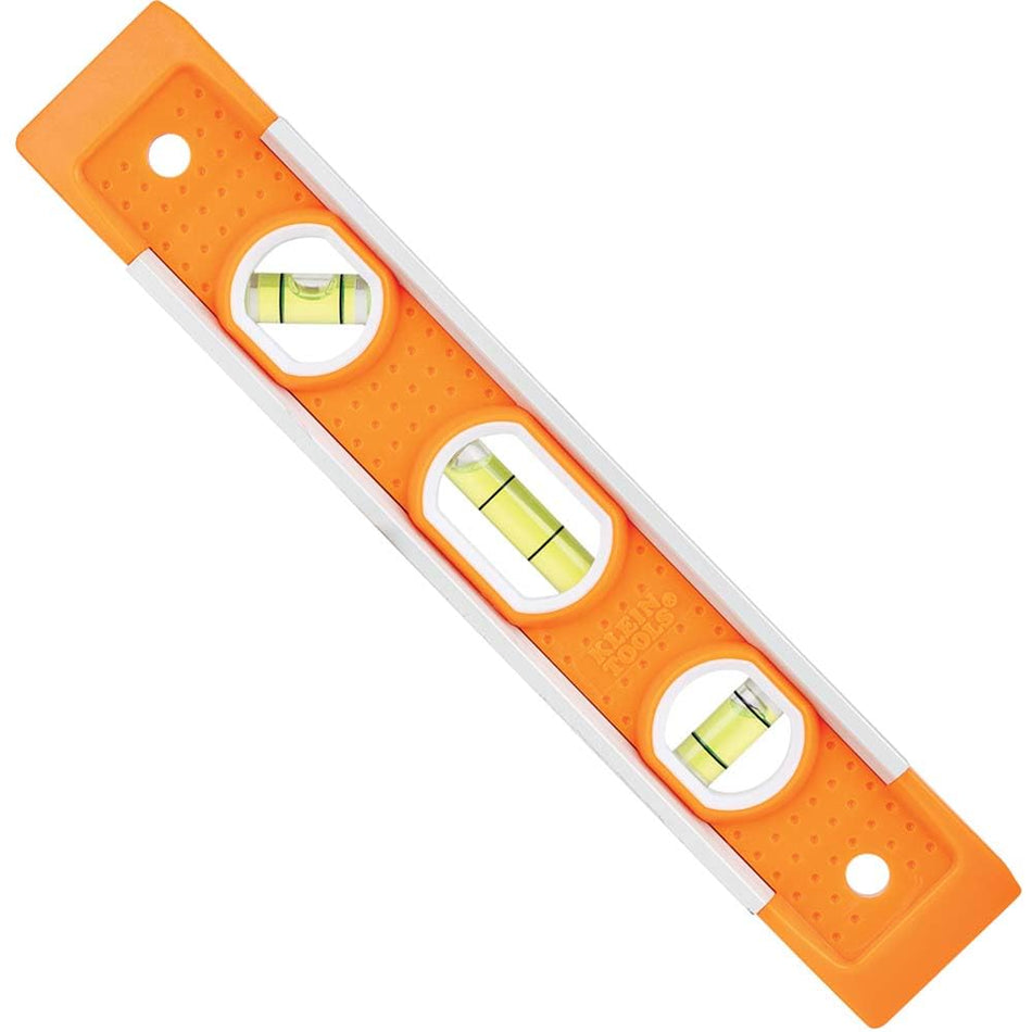 Klein Tools 935 Level, 9-Inch Magnetic Torpedo Level with 0/45/90 Degree Vials and V-groove, Tapered Nose