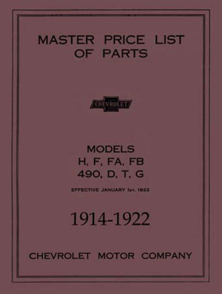 bishko automotive literature 1914 1920 1921 1922 Chevrolet Parts Numbers Book List Guide Catalog Interchange