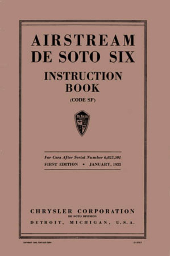bishko automotive literature 1935 DeSoto Airstream 6 Owners Manual User Guide Reference Operator Book Fuses