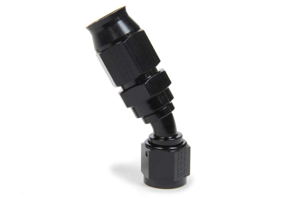 Fitting, Hose End, Race-Rite, PTFE Hose, 30 Degree, 8 an Hose to 8 an Female, Swivel, Aluminum, Black, Each