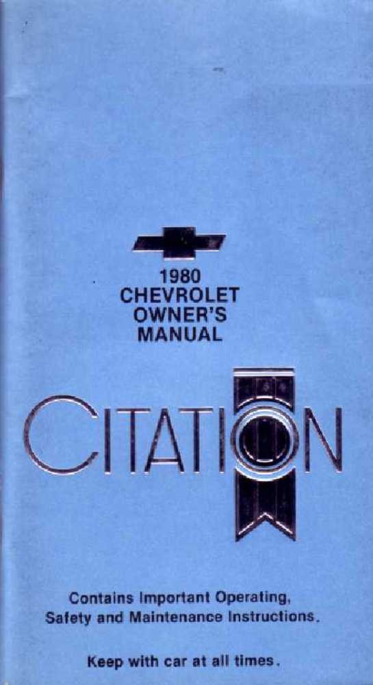 bishko automotive literature 1980 Chevrolet Citation Owners Manual User Guide Reference Operator Book Fuses