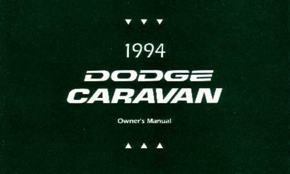 bishko automotive literature 1994 Dodge Caravan Minivan Owners Manual User Guide Reference Operator Book