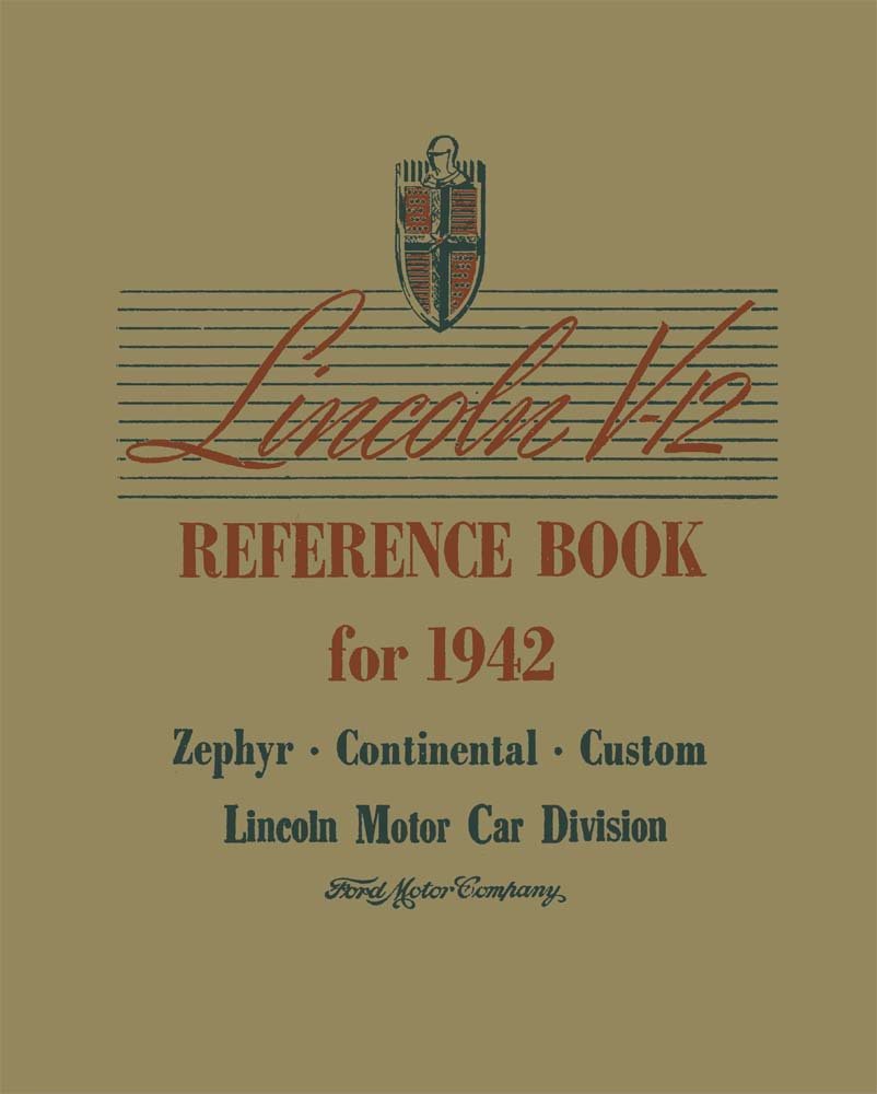 bishko automotive literature 1942 Lincoln Continental Zephyr V-12 Owners Manual User Guide Operator Book
