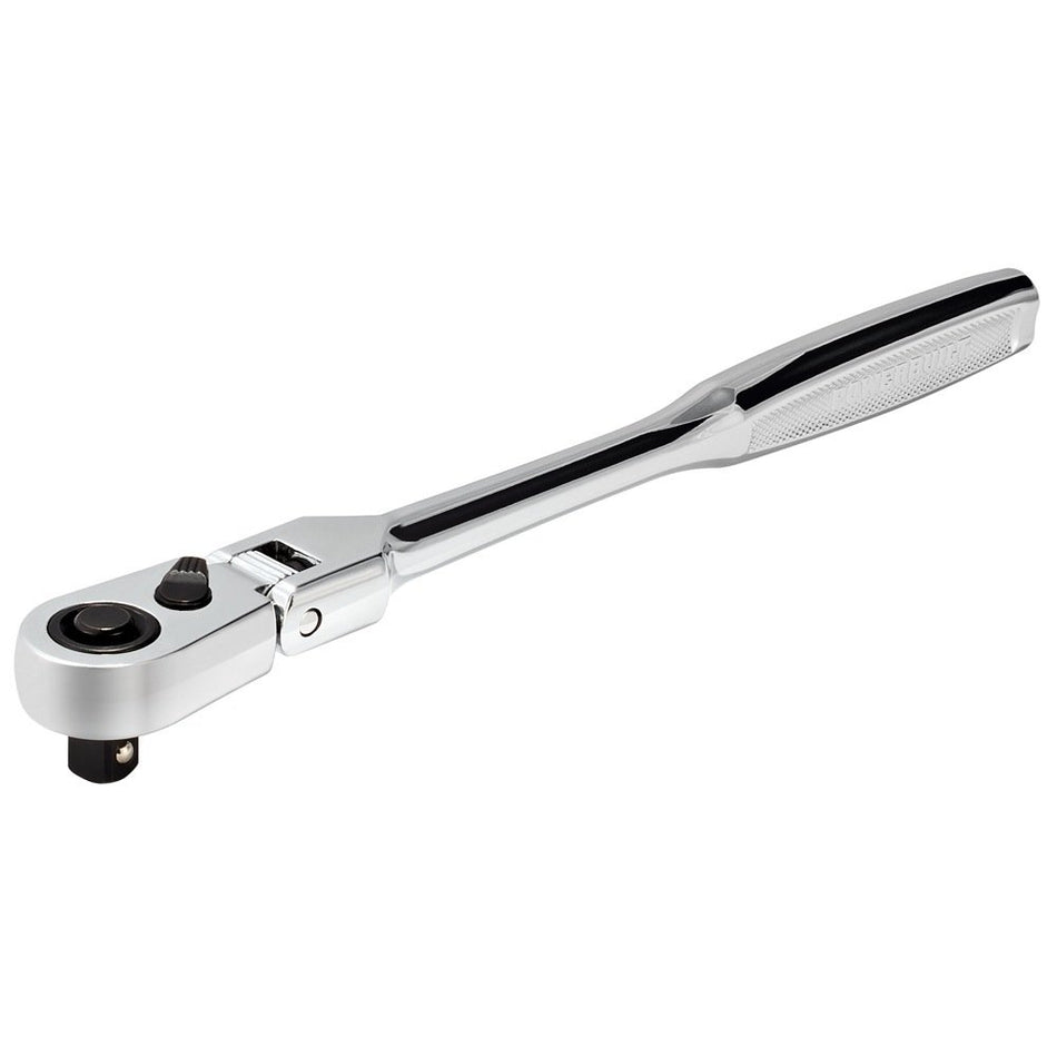 Powerbuilt 649950 Pro Tech 1/4-inch Drive x 7-inch Long Reach Ratchet Contour Handle - with Extra Long Handle Ratchet, Flex Head, 72 Tooth , Silver