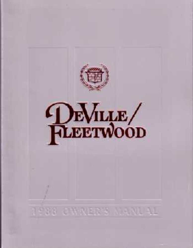 bishko automotive literature 1988 Cadillac Deville Fleetwood Owners Manual User Guide Reference Operator Book