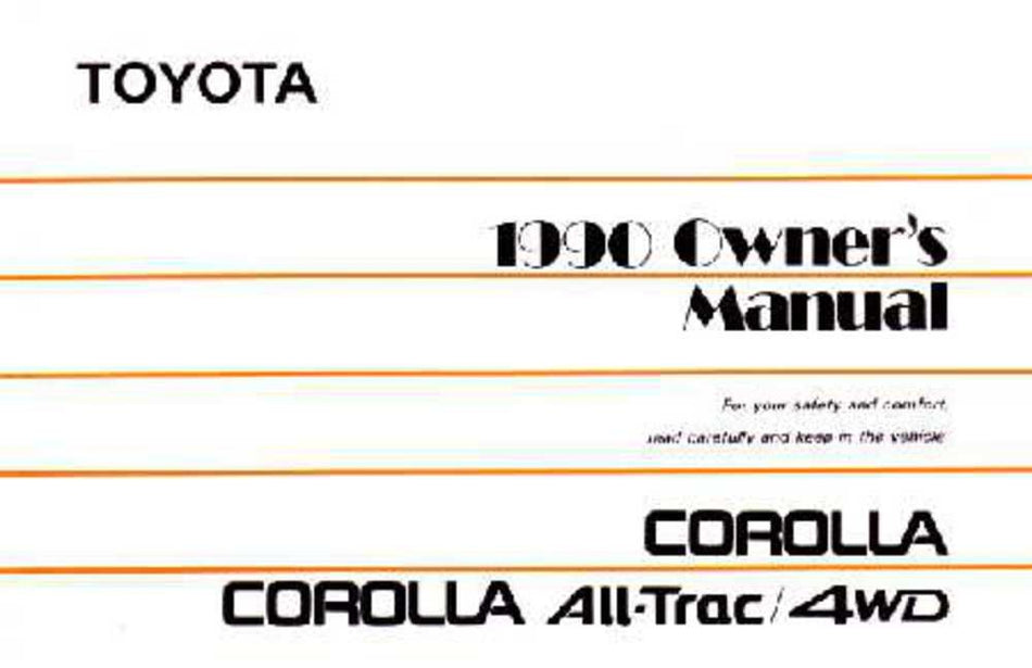 bishko automotive literature 1990 Toyota Corolla Owners Manual User Guide Reference Operator Book Fuses
