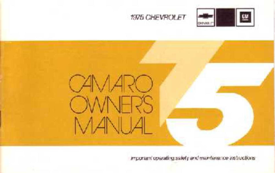 bishko automotive literature 1975 Chevrolet Camaro Owners Manual User Guide Reference Operator Book Fuses OEM