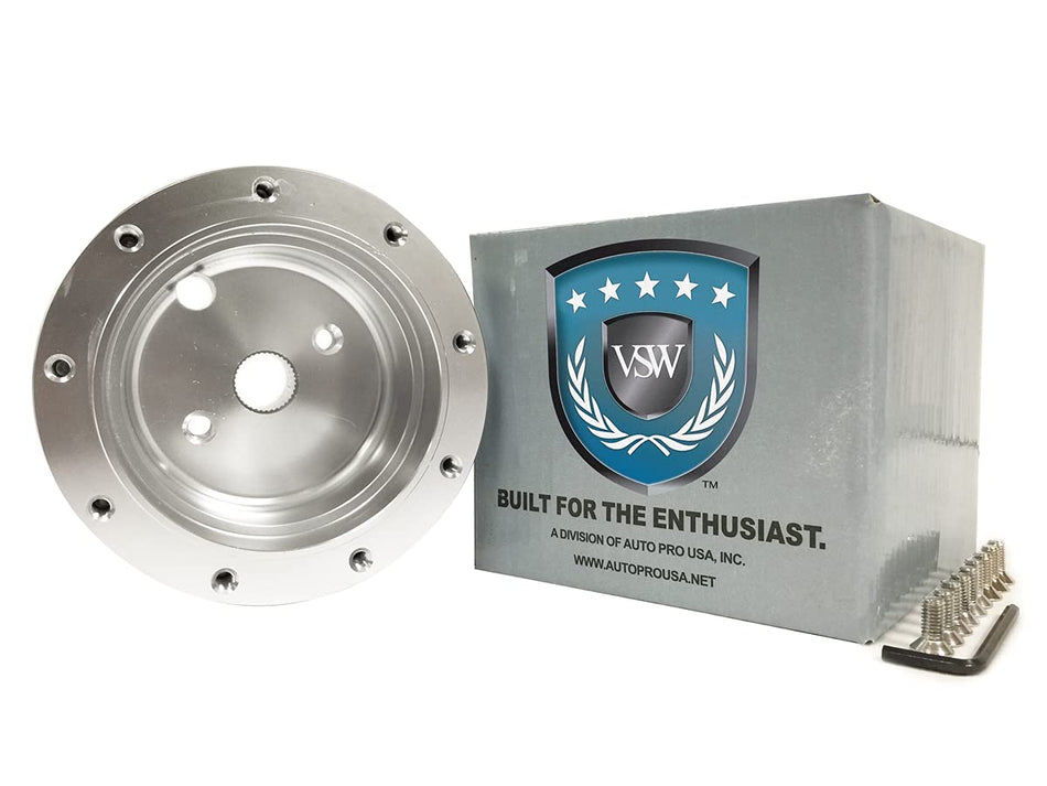 VSW Steering Wheel Hub Adapter 9 Bolt (Silver) Compatible with 1970-1976 Mopar, Standard Columns STH1032SIL