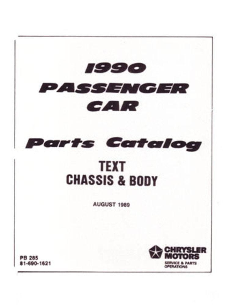 bishko automotive literature 1990 Chrysler Maserati Parts Numbers Book List Guide Catalog Interchange Factory