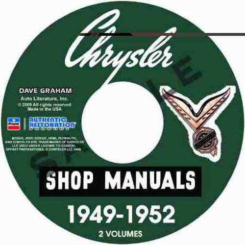 bishko automotive literature 1951 1952 Chrysler Imperial New Yorker Shop Service Repair Manual CD Engine