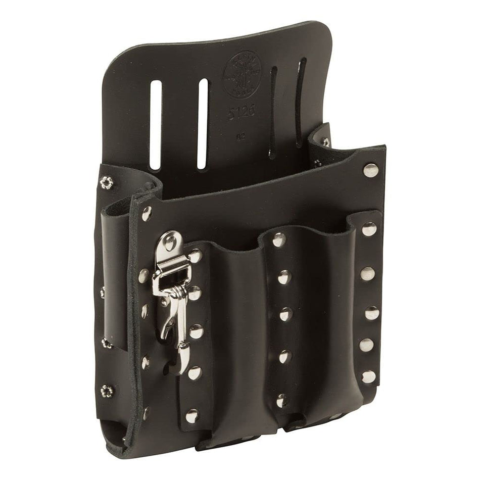 Klein Tools 5126 Leather Tool Pouch with Knife Snap, 5-Pocket