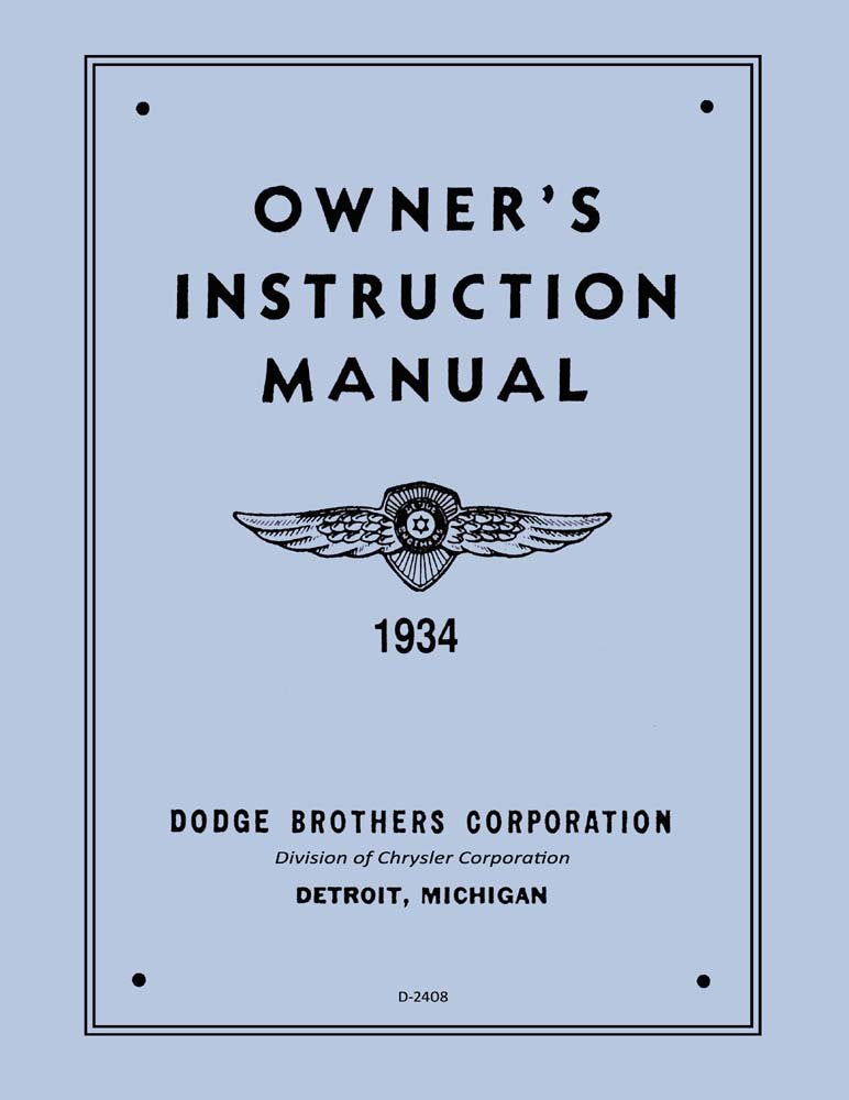 bishko automotive literature 1934 Dodge Car Owners Manual User Guide Reference Operator Book Fuses Fluids