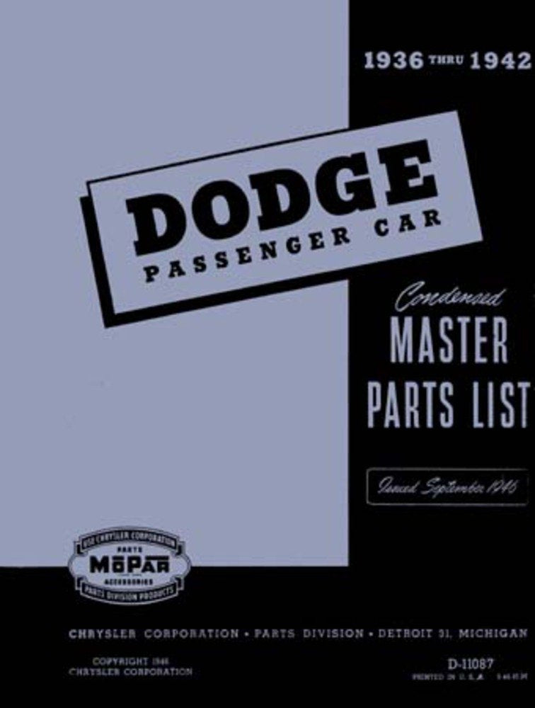 bishko automotive literature 1936 1939 1940 1941 1942 Dodge Parts Numbers Book List Guide Catalog Interchange