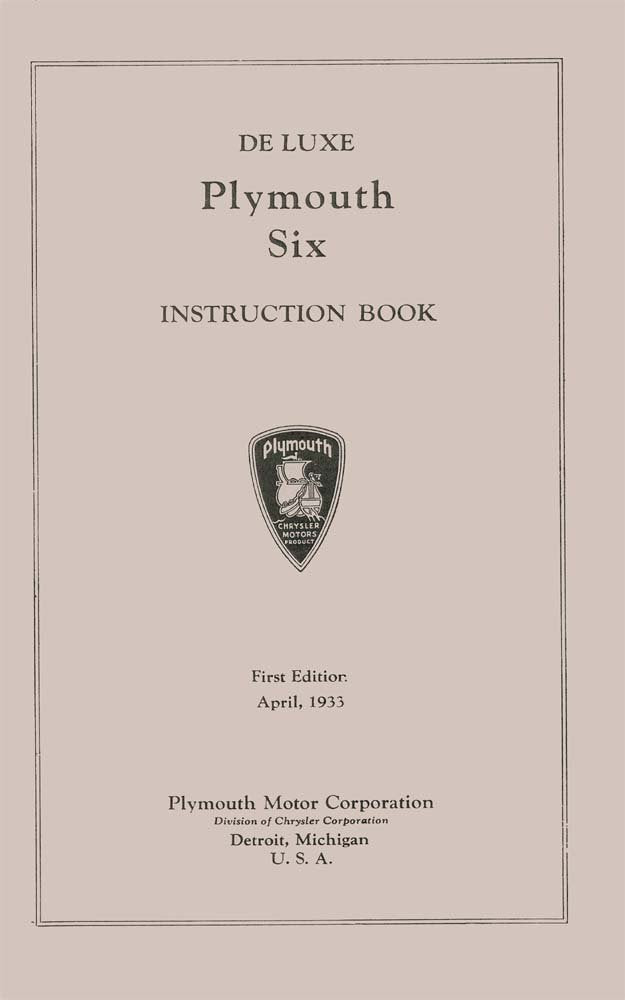 bishko automotive literature 1933 Plymouth Deluxe Pd Owners Manual User Guide Reference Operator Book Fuses