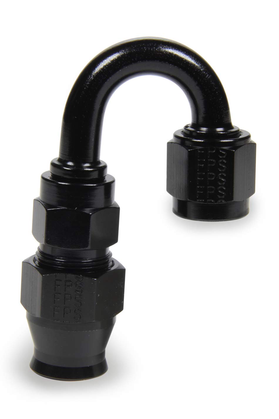 FRAGOLA Fitting, Hose End, Race-Rite, PTFE Hose, 180 Degree, 6 an Hose to 6 an Female, Swivel, Aluminum, Black, Each