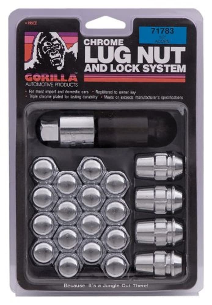 Gorilla Automotive 71733 Acorn Chrome Lug Nut and Lock System (12mm x 1.50 Thread Size)