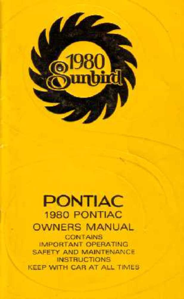 bishko automotive literature 1980 Pontiac Sunbird Owners Manual User Guide Reference Operator Book Fuses