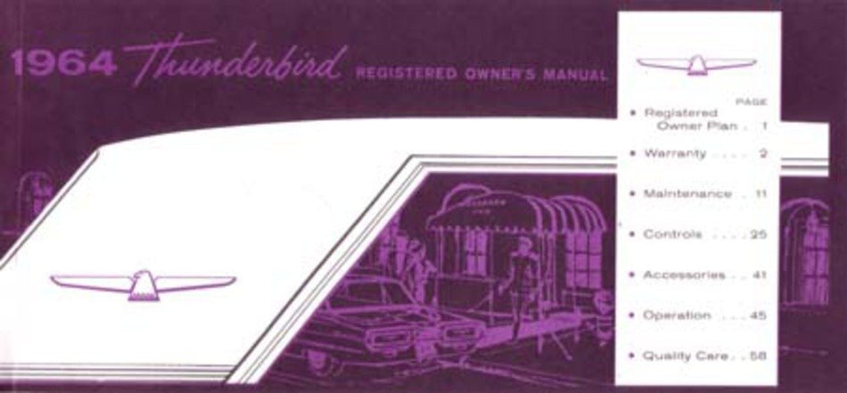 bishko automotive literature 1964 Ford Thunderbird Owners Manual User Guide Reference Operator Book Fuses