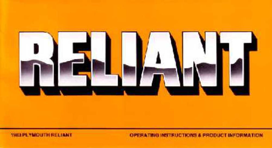 bishko automotive literature 1983 Plymouth Reliant Owners Manual User Guide Reference Operator Book Fuses