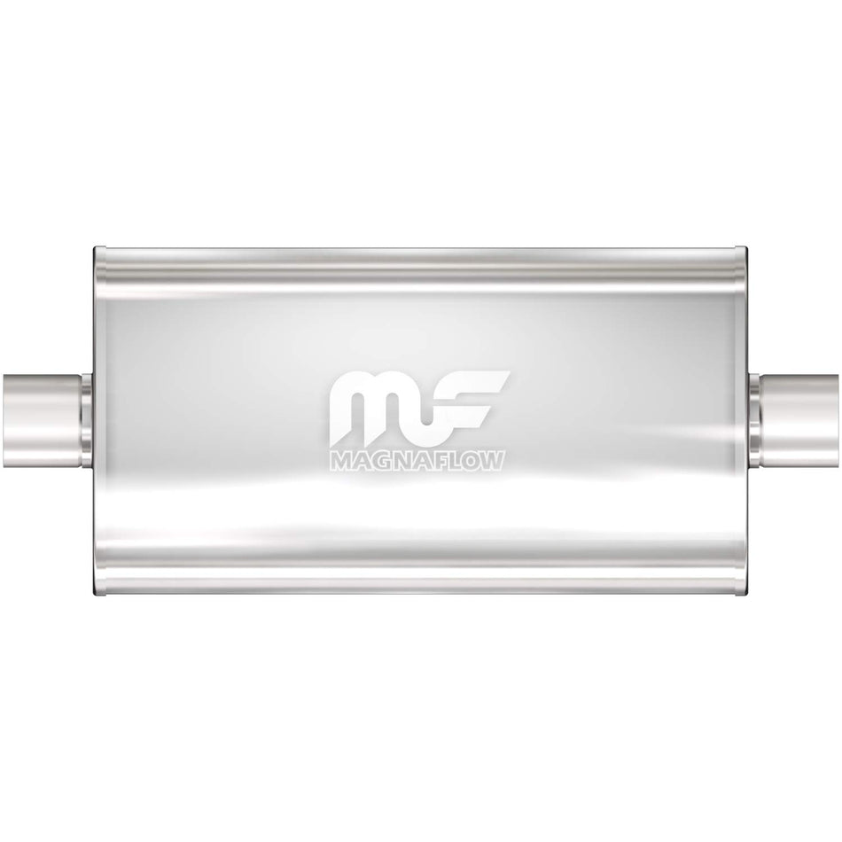 MagnaFlow Performance Exhaust Muffler 12576: 2.5/2.5 Inlet/Outlet, 5x11x22 Oval, Stainless Steel, Satin Finish