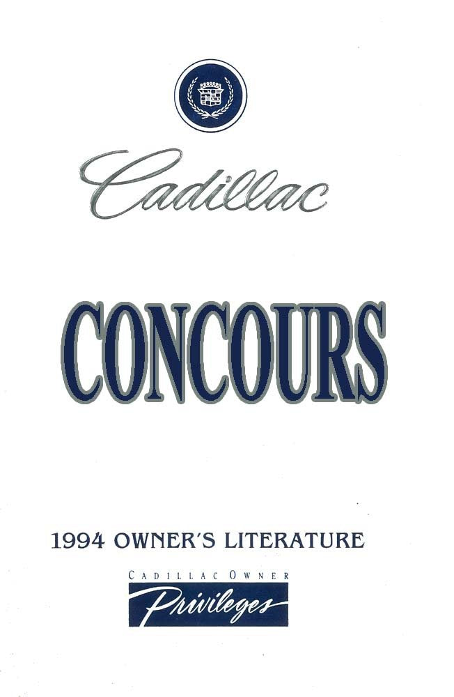 bishko automotive literature 1994 Cadillac Concours Owners Manual User Guide Reference Operator Book Fuses