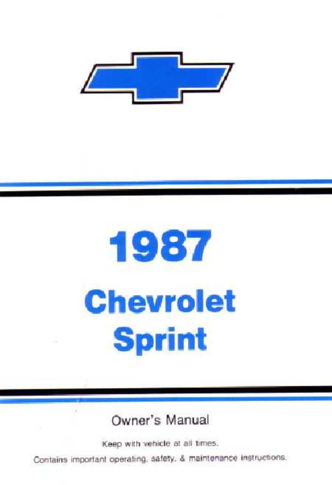 bishko automotive literature 1987 Chevrolet Sprint Owners Manual User Guide Reference Operator Book Fuses OEM