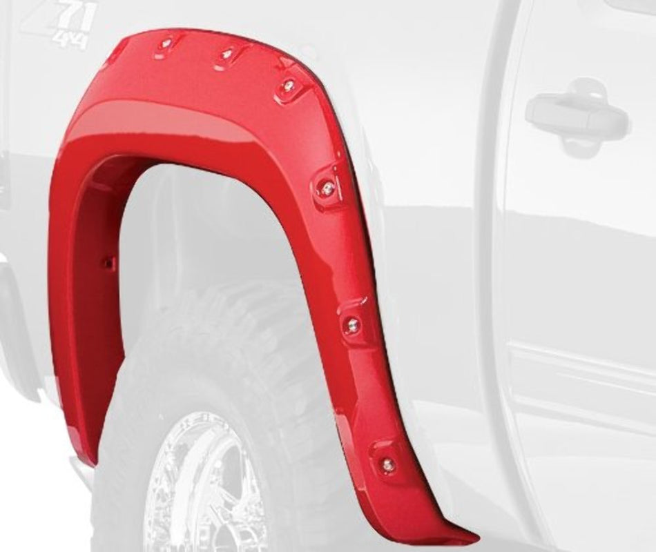 Bushwacker Boss Pocket/Rivet Style Rear Fender Flares | 2-Piece Set, Black, Smooth Finish | 40085-02 | Fits 2007-2013 GMC Sierra 1500; 2007-2014 Sierra 2500 HD