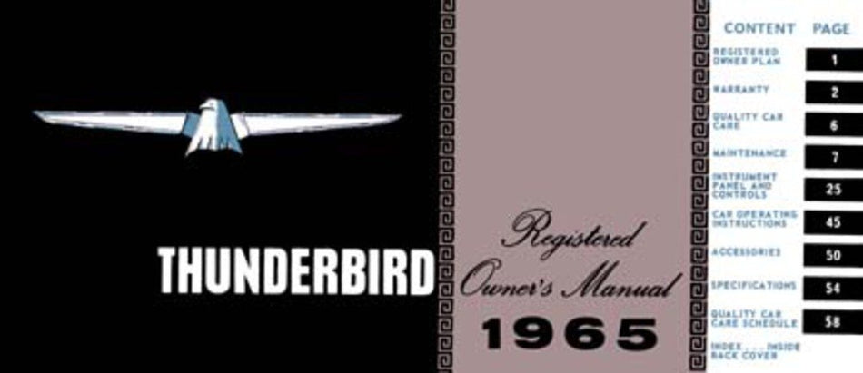 bishko automotive literature 1965 Ford Thunderbird Owners Manual User Guide Reference Operator Book Fuses