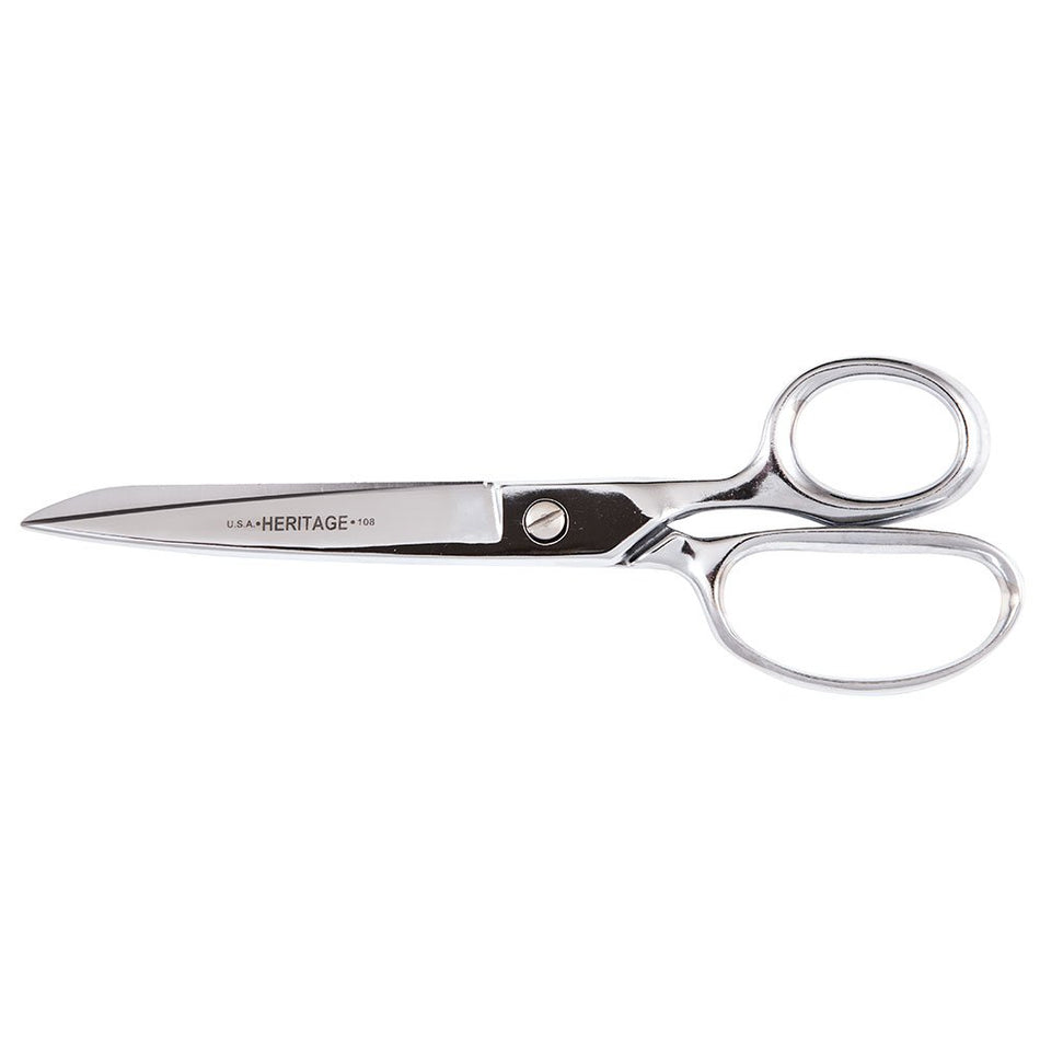 Klein Tools G108 Scissors, Made in USA, Straight Trimmer for Cutting Fine Fabrics to Heavier Material, 8-1/4-Inch