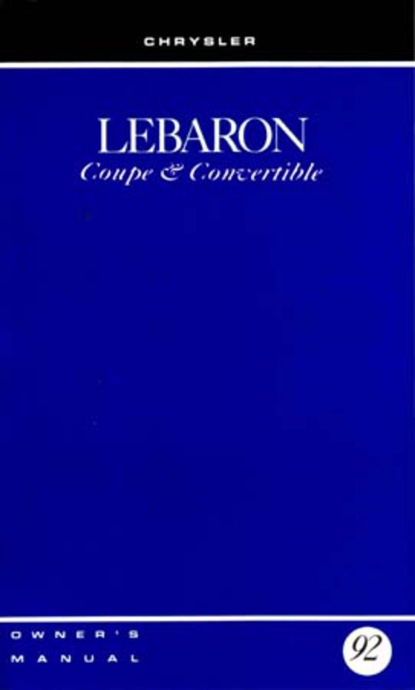 bishko automotive literature 1992 Chrysler Lebaron Owners Manual User Guide Reference Operator Book Fuses