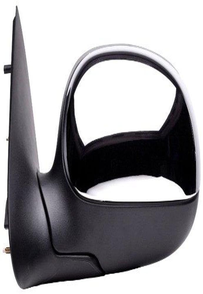 Driver Side Mirror for Ford F150, F250 LD Pick-Up, Black w/Chrome Cover, Foldaway, Manual (Will not fit on Crew Cab Models)