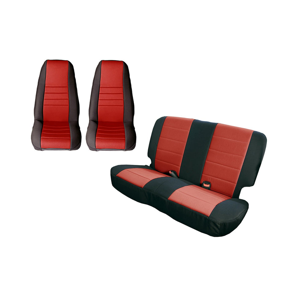 Rugged Ridge | Seat Cover Kit, Black/Red | 13290.53 | Fits 1980-1990 Jeep CJ & Wrangler YJ