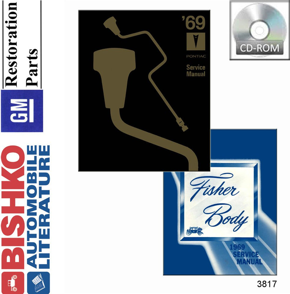 bishko automotive literature 1969 Pontiac Firebird Bonneville Shop & Body Service Repair Manual CD Engine