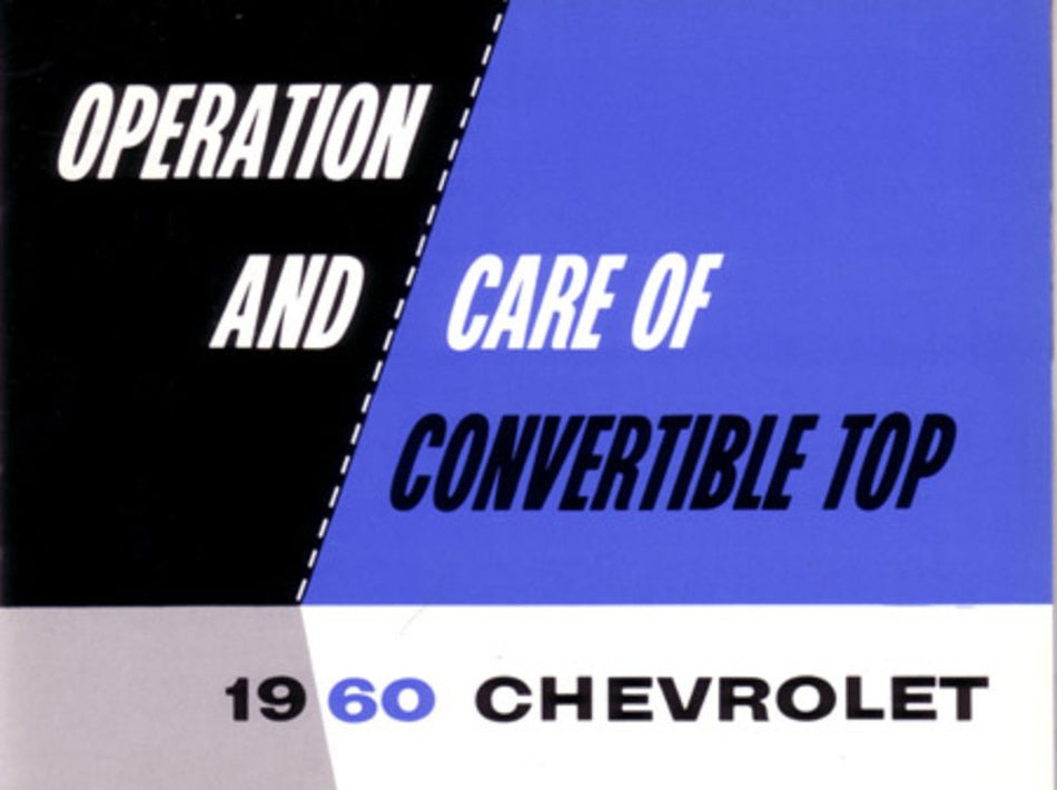 bishko automotive literature 1960 Chevrolet Convertible Top Owners Manual User Guide Reference Operator Book