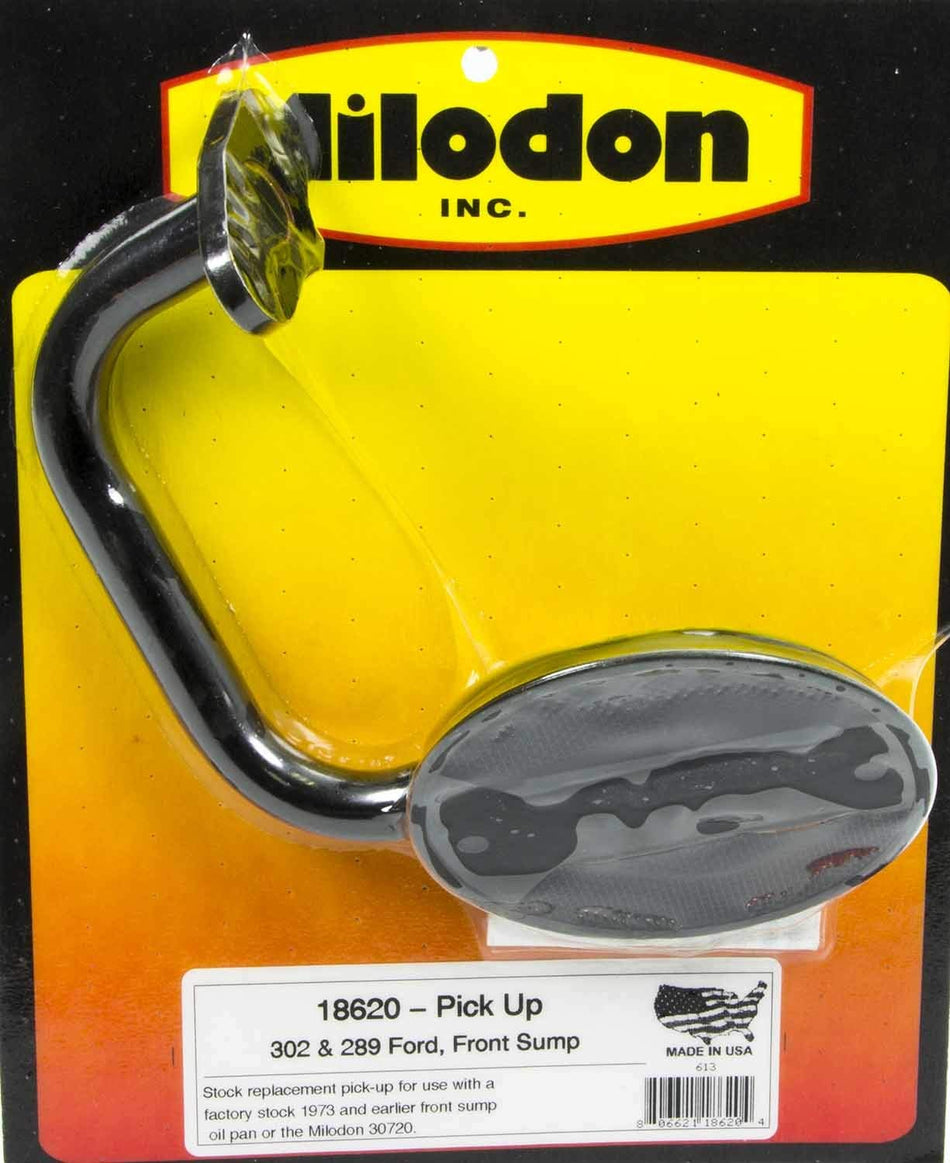 Milodon 18620 Black Plated Stock Replacement Oil Pan Pickup for Ford 302, 289