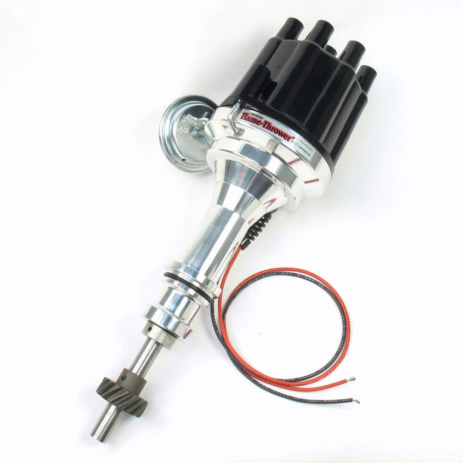 Pertronix D7132700 Flame-Thrower Vacuum Advance Black Cap Billet Electronic Distributor with Ignitor III Technology for Ford 351C